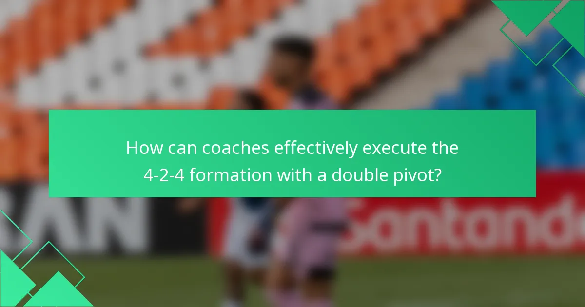 How can coaches effectively execute the 4-2-4 formation with a double pivot?