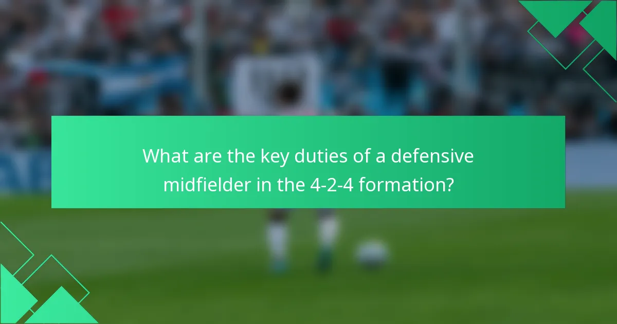 What are the key duties of a defensive midfielder in the 4-2-4 formation?