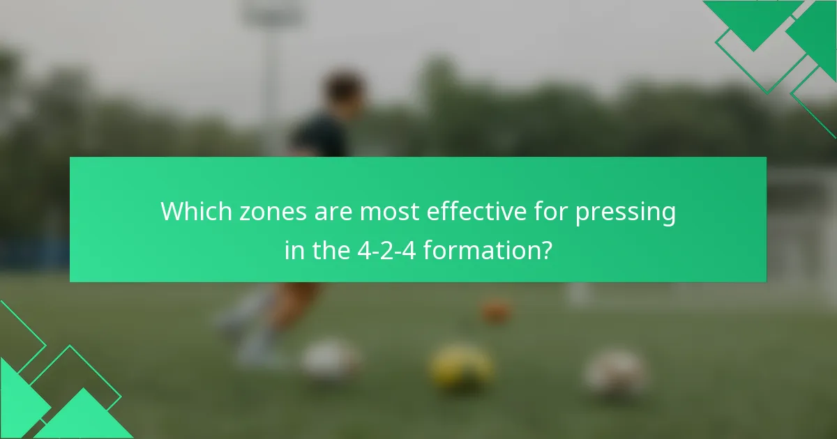Which zones are most effective for pressing in the 4-2-4 formation?